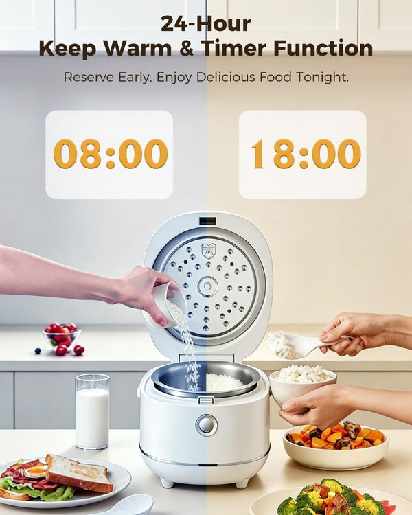 Stainless Steel Rice Cooker Small 6 Cup (Uncooked) / 12-Cup (Cooked) with Stainless Steel Inner Pot, Compact Mini Rice Cooker Small Kitchen, Low Carb Rice Maker, 24H Timer and Auto Keep Warm5
