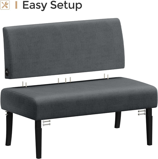 Small Loveseat Armless Sofa Chair with USB Ports, Dark Gray6
