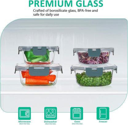 24 Pieces Glass Food Storage Containers Set, Gray3