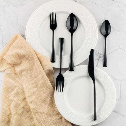 Bailey Black 20-Piece Forged Stainless Steel Flatware Set Cutlery Set, Service for 4, Silver Finish, Dishwasher Safe2