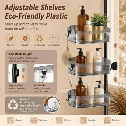 Corner Shower Caddy Tension Pole 4 Tier Rustproof Shampoo Organizer,Black5