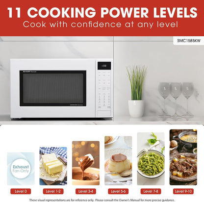 SMC1585KW Convection Countertop Microwave Oven with Removeable 15.4" Carousel Turntable, 1.5 Cubic Feet, 900 Watt, Sensor Cooking, White | 1.5 Cubic Feet, 900 Watt, Removeable 15.4" Carousel Turntable, Sensor Cooking3
