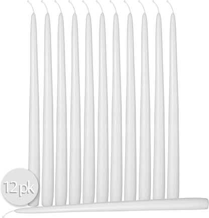 12 Pack Tall Taper Candles - 10 Inch White Dripless, Unscented Dinner Candle - Paraffin Wax with Cotton Wicks - 8 Hour Burn Time2