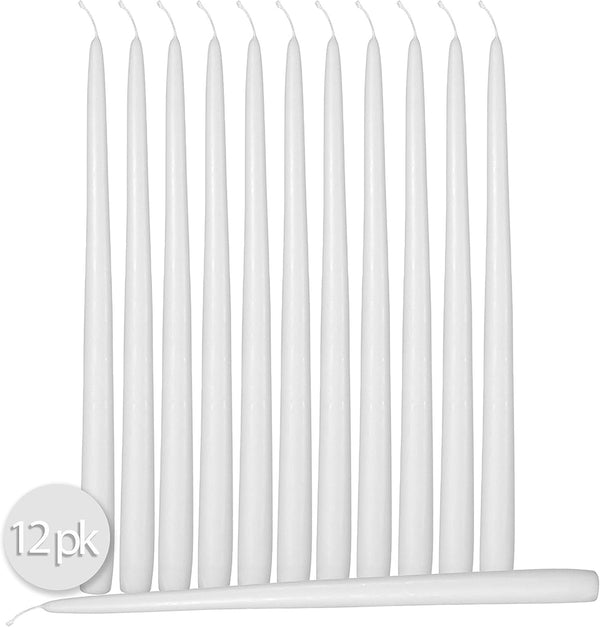 12 Pack Tall Taper Candles - 10 Inch White Dripless, Unscented Dinner Candle - Paraffin Wax with Cotton Wicks - 8 Hour Burn Time2