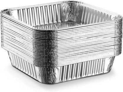 25Pack-8X8 Aluminum Foil Pans Disposable Square Baking Cake Pans | Heavy Duty 8X8 Baking Pan Disposable Foil Pans,Cooking Tins Homemade Breads Oven Pans,Foil Pan, Baking Pan Roasting3