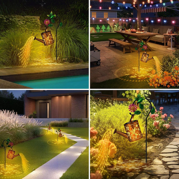 Hummingbird Outdoor Hanging Solar Lantern Waterproof Metal Openwork Hummingbird Watering Can Landscape Lights with Shepherd Hook for Porch Lawn Driveway Backyard Pathway Gifts for Women Mom Grandma6