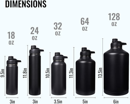 Insulated Water Bottle with Handle, 304 Stainless Steel Water Bottles with Wide Mouth, Double Wall Vacuum Sports Water Bottle, BPA Free, Keep Cold and Hot, 24 Ounces, Black5