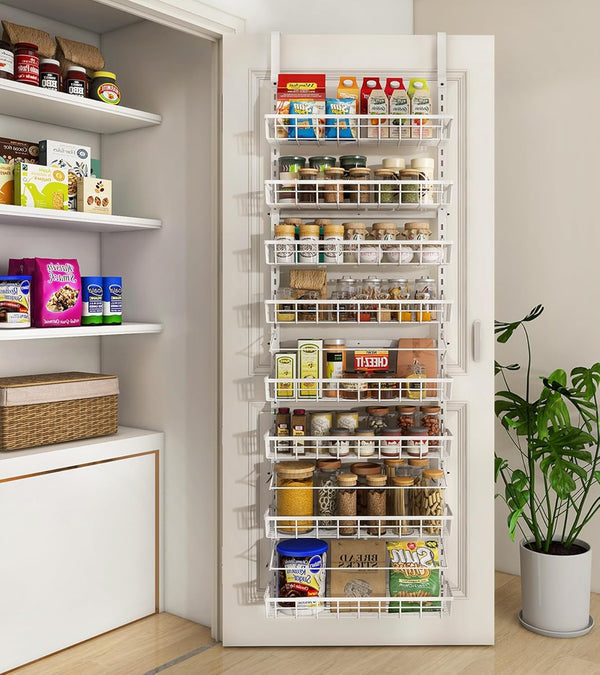 over the Door Pantry Organizer, Wall Mount Spice Rack 8-Tier White1