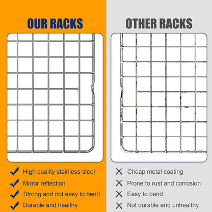2PCS Cooling Racks for Cooking and Baking - 10" X 15"Heavy Duty Stainless Steel Wire Rack for Baking, Grilling, Roasting - Oven & Dishwasher Safe - Fits Jelly Roll Sheet Pan-Silver7