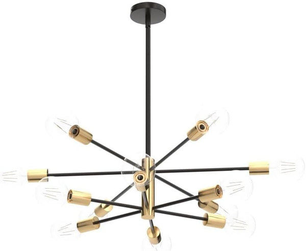 Modern Chandelier Ceiling Light Fixture - 33.4" 12-Light Gold and Black Sputnik Chandeliers, Height Adjustable Industrial Farmhouse Pendant Lighting for Dining Room, Living Room, Kitchen Island3