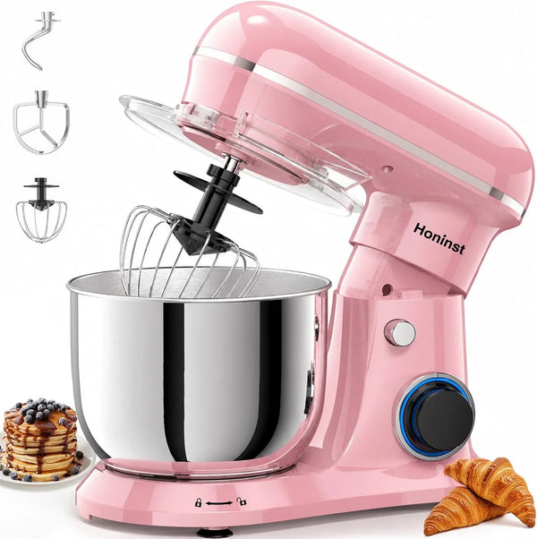 4QT Electric Stand Mixer, 10-Speed Tilt-Head Compact Kitchen Mixer | Multiple Stylish Colors | Food Mixer with Dough Hook & Beater & Whisk | for Cake & Bread | Dishwasher-Safe | Pink1