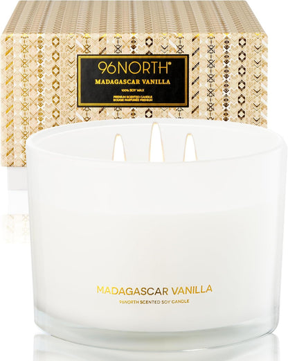 Luxury Vanilla Soy Candles | Large 3 Wick Jar Candle | up to 50 Hours Burning Time | 100% Natural Soy Wax | Relaxing Aromatherapy Aesthetic Candle | Housewarming Gift for Men and Women1