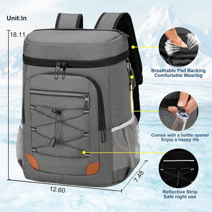 Backpack Cooler Insulated Leakproof, Soft Cooler for Outdoor Camping Hiking | 7.5X13X18In, Leakproof Liner, Waterproof Oxford, Multi Pockets, Wine Opener, for Camping Hiking Picnic Fishing6