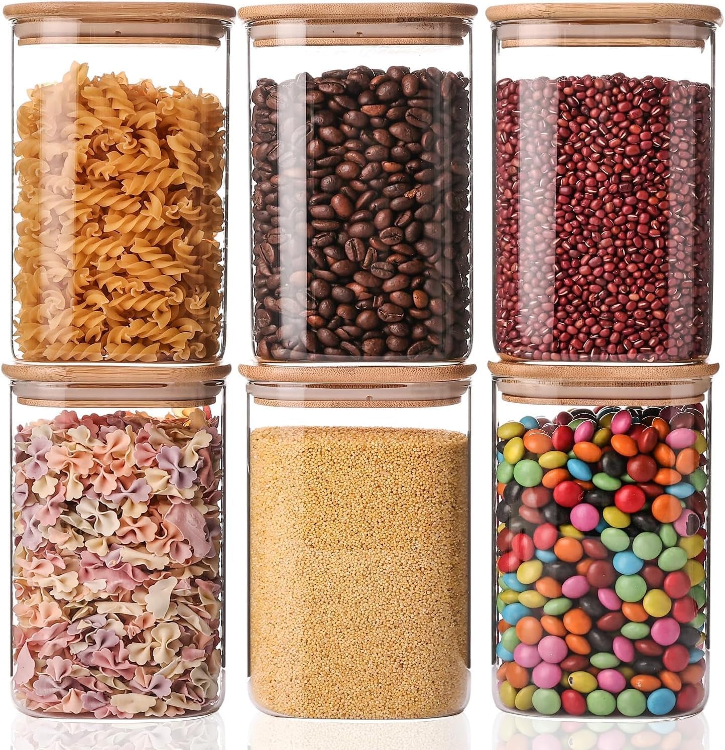 6-pack-glass-food-storage-jars-37-oz-glass-storage-containers-clear-glass-food-canister-with-bamboo-lid-airtight-for-serving-tea-coffee-flour-sugar-candy-cookie-spice-and-more-square