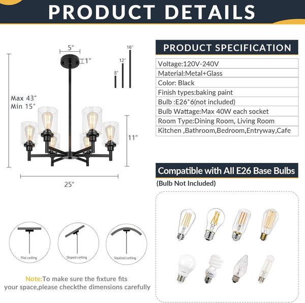 Black Farmhouse Chandeliers for Dining Room Light Fixtures over Table3