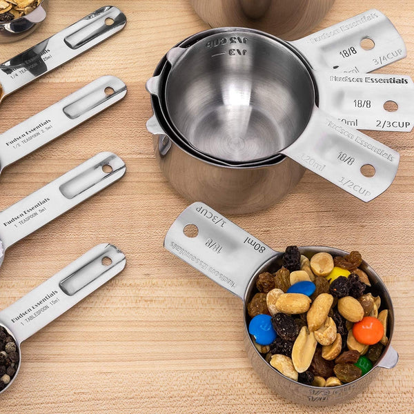 Stainless Steel Measuring Cups and Spoons Set - Stackable Set with Spout (11 Piece Set)9