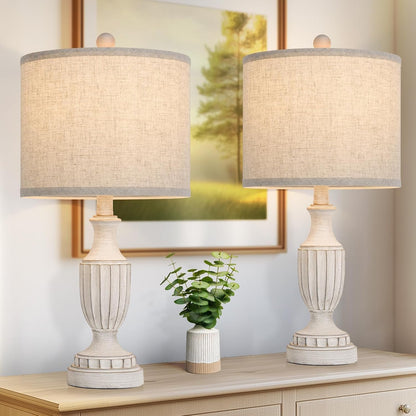 22" Farmhouse Resin Table Lamps Set of 2, Rustic Nightstand Lamps1