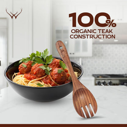 8 Pcs Teak Wooden Utensil Set – Premium Wooden Cooking Utensils Set, Natural Wooden Spoons for Cooking - Sturdy Kitchen Utensils & Cooking Spoons for Every Chef8