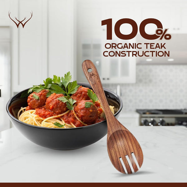 8 Pcs Teak Wooden Utensil Set – Premium Wooden Cooking Utensils Set, Natural Wooden Spoons for Cooking - Sturdy Kitchen Utensils & Cooking Spoons for Every Chef8