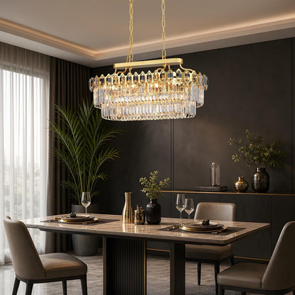 12-Light Modern Gold Crystal Chandeliers for Dining Room Light Fixture 32"4