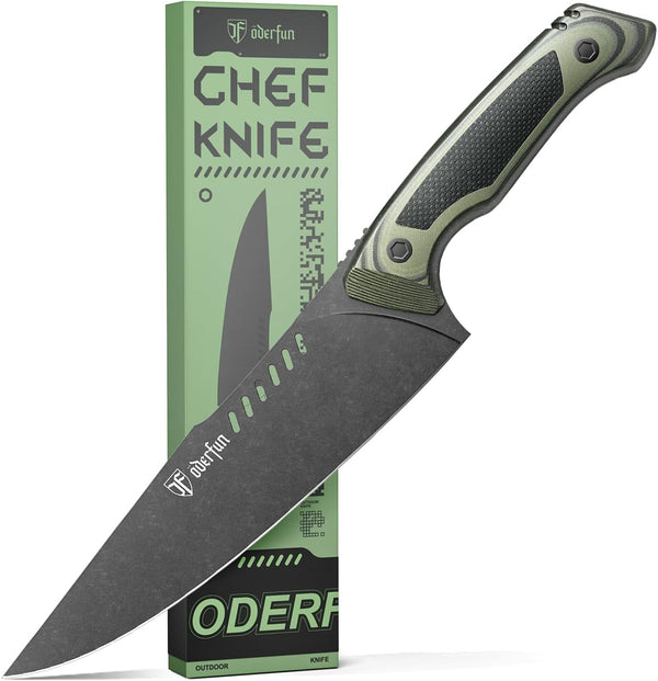 8 Inch Chef Knife with Leather Sheath, G10 Handle Kitchen Knife7