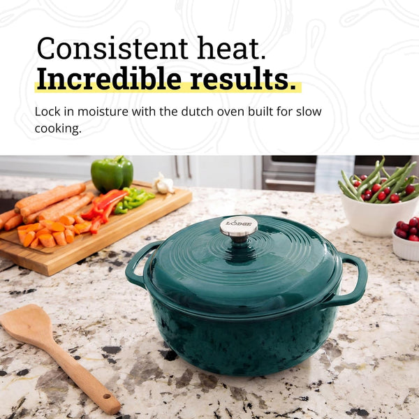 Essential Enamel Cast Iron Dutch Oven, 6 Quart, Lagoon | Ideal for Bread Baking, Braising, Marinating & Slow Cooking, Features Moisture-Sealing Lid & Dual Handles3