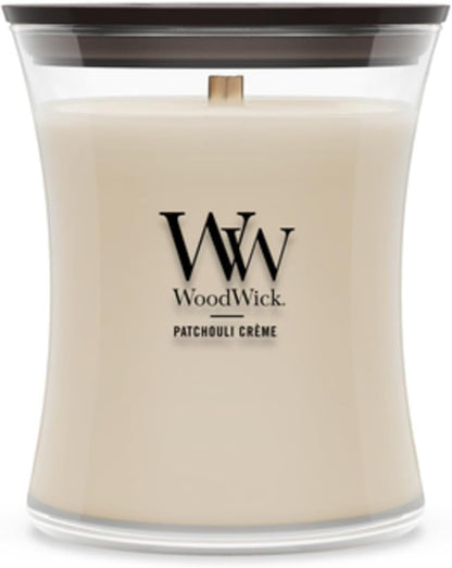 Woodwick Patchouli Crème Gifts for Women and Men, 9.7 Oz Medium Hourglass Candle with Crackling Wick1