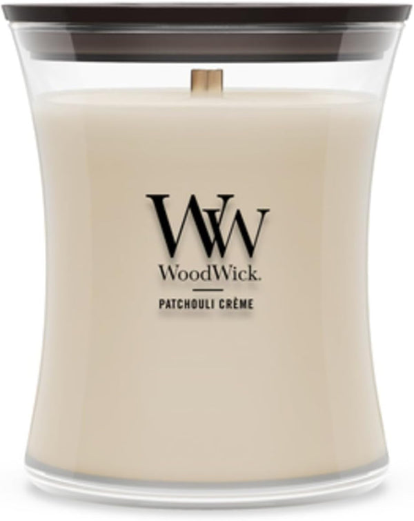 Woodwick Patchouli Crème Gifts for Women and Men, 9.7 Oz Medium Hourglass Candle with Crackling Wick1