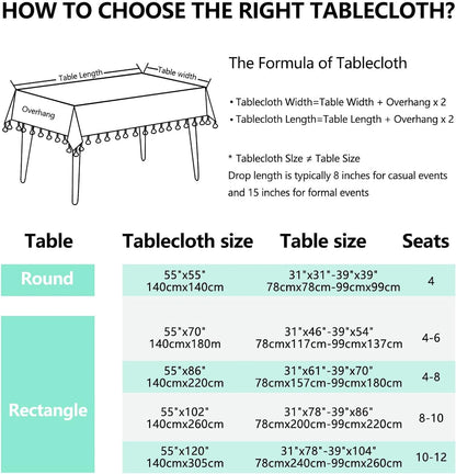 Tablecloth Pastoral Style, Waterproof & Stain Resistant Table Cloth Wrinkle Free Table Cover for Dining/Kitchen/Patio, Washable Indoor & Outdoor Use (Blue Flower, 55"X102")6