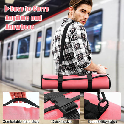 Pink Chef Knife Bag with 20 Slots Cutlery Knives Holders Protectors, Home Kitchen Travel Cooking Tools, Portable Canvas Knife Roll Storage Bag Chef Case for Camping or Working4