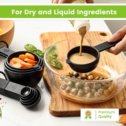 Black Magnetic Measuring Cups & Spoons - 9 Pcs - Nesting Design7