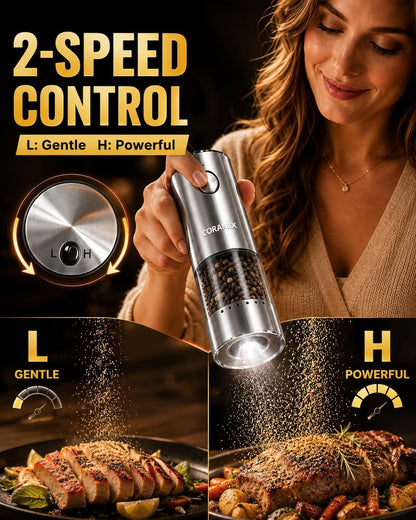 Electric Salt and Pepper Grinder Set，6-Level Adjustable Coarseness4