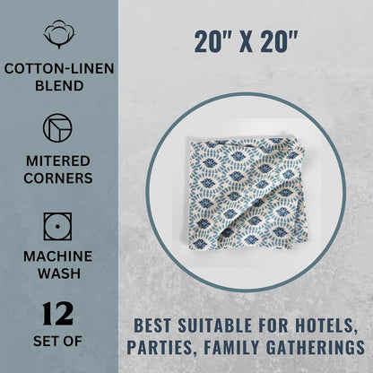 Cloth Napkins Set of 12 Cotton Linen, 20X20 in Moroccan Beauty7