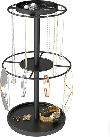 2-Tier Sunglass Organizer, Metal Glasses Stand with Storage Tray, Black | Sunglass Holder with Non-Slip Pad for Tabletop, Desk, Dresser, Hanging up to 9 Pairs Sunlasses/Reading Glasses8