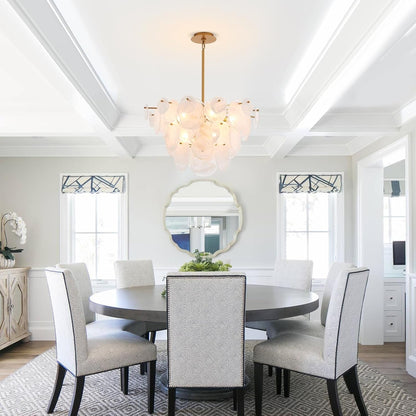 Dia 28 Inch, Modern Glass Chandeliers for Bedroom, Gold Dining Room Light Fixture, Large Vintage Pendant Chandelier for Living Room Stairway Entryway Kitchen Farmhouse Foyer3