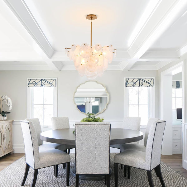 Dia 28 Inch, Modern Glass Chandeliers for Bedroom, Gold Dining Room Light Fixture, Large Vintage Pendant Chandelier for Living Room Stairway Entryway Kitchen Farmhouse Foyer3