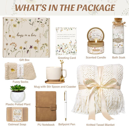 Birthday Gifts for Women, Get Well Soon Self Care Package Box, Sending Hug Baskets Thinking of You Inspirational Gift for New Mom Best Friend Birthday (Ivory)6