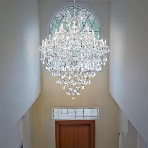 Large Modern Chandelier Light Fixtures - 36 Lights, 4 Layers Chrome Crystal Chandeliers for Hotel, Lobby, Foyer, Entrance Hall, Staircase4