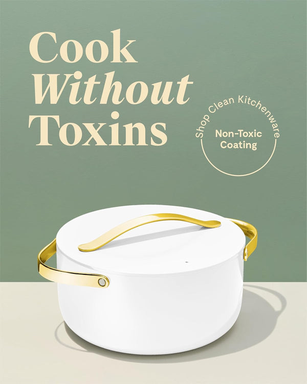 Caraway Non-Stick Ceramic Dutch Oven Pot with Lid (6.5 Qt, 10.5") | Non-Toxic, PTFE and PFOA Free, Safe and Compatible with All Stovetops (Gas, Electric and Induction), White2