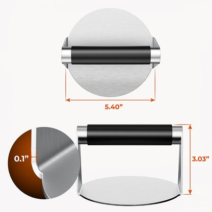 Smash Burger Press, Hamburger Smasher Tool for Griddle, Stainless Steel Ham Patty Press with Anti-Scald Handle, 5.5" Non Stick Grill Press for Smashburger, Bacon, Ground Beef, Meat, Sausage6