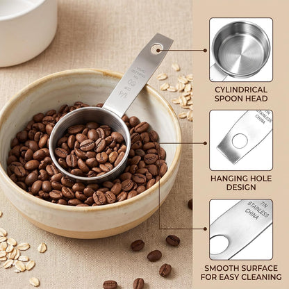 2 Pcs 1/4 Cup Stainless Steel Measuring Cups, 60Ml/2Oz, Metal Coffee Scoop, Cat Dog Food Scoops for Wet Dry Ingredients, Cooking Baking Feeding, Durable Dishwasher Safe3