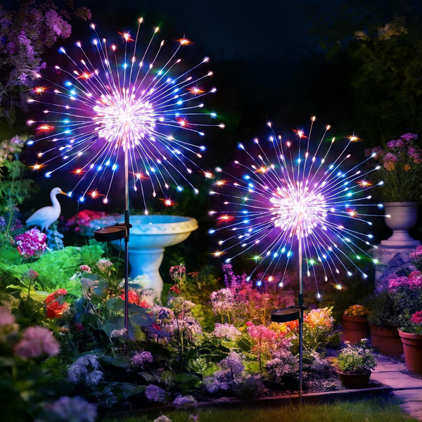 Solar Garden Lights Outdoor,Waterproof Garden, 2PC 200 LED Twinkling Firework Lights Decorative with 8 Modes,Decor for Yard Patio Pathway Lawn for Yard outside Fairy Decorative1