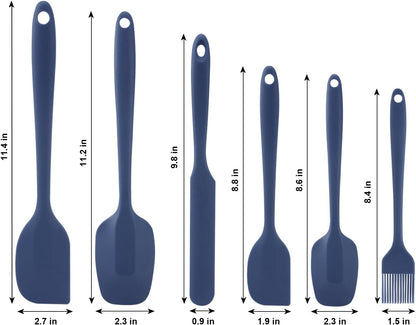 Silicone Spatulas Set, Rubber Spoon Spatula Heat Resistant Spoonula One Piece Design Seamless Spatula Non-Stick Scrapers Baking Mixing Tool (Dark Blue)6