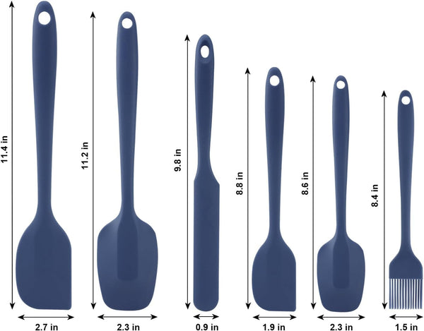 Silicone Spatulas Set, Rubber Spoon Spatula Heat Resistant Spoonula One Piece Design Seamless Spatula Non-Stick Scrapers Baking Mixing Tool (Dark Blue)6