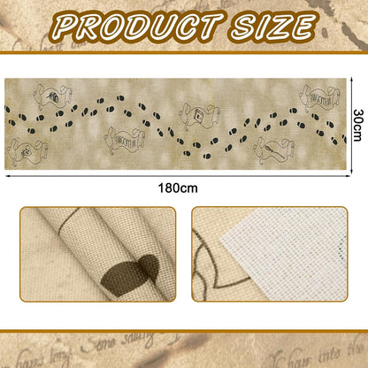 1 Pcs Footprint Map Magical Wizard Table Runner Wizard Party Decor2
