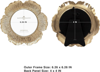Circular Gold Floral Photo Frame / 4X4 in | for Tabletop Display | Perfect for Home Decor, Wedding, Graduation, or Milestone Photos3
