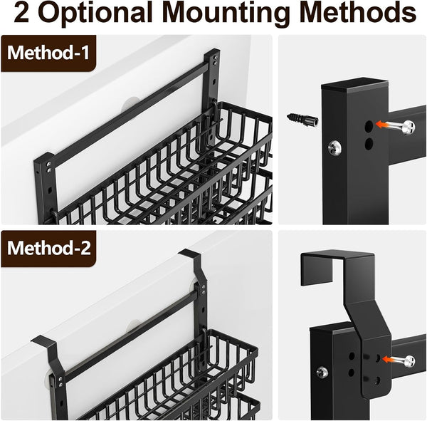 9 Tier over the Door Pantry Organizer, 2 in 1 Wall Mount or Hanging Spice Rack with Adjustable Deep Basket, Heavy-Duty Seasoning Organizer and Storage for Kitchen Cabinet Closet Bathroom5