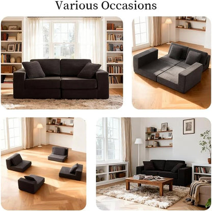 Modular Sectional Sofa, Modern Modular Sofa Couch with Deep Seat，Comfy Cloud Couch, Sectional Couches for Living Room, Bedroom and Apartment，2-Seater，Dark Grey5