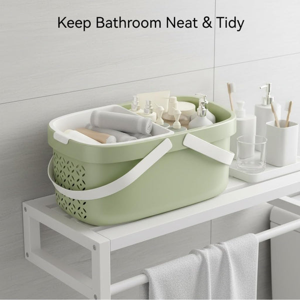 Plastic Shower Caddy Basket,Storage Basket with Handle Green4