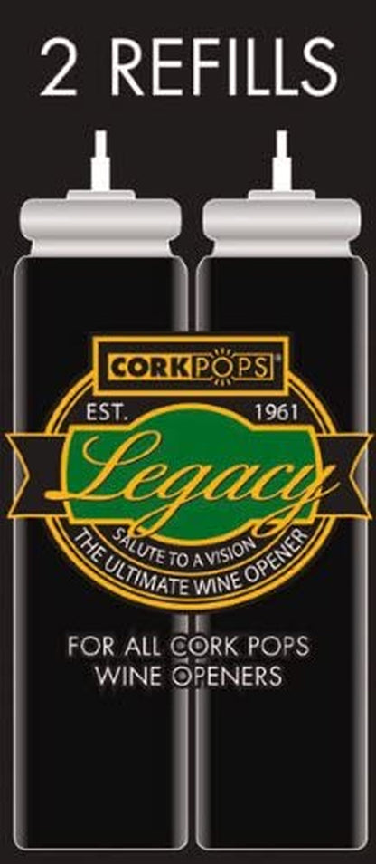 Wine Bottle Opener Refill Cartridges 2 per Box- Eco-Friendly Low-Pressure, Fits All  Models Opens 60-80 Bottles per Cartridge 1 Box2